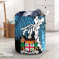 Fiji Polynesian Laundry Basket - Tribal Wave Tattoo Flag Style One Style One Size Blue - Polynesian Pride