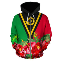 Vanuatu Polynesian Zip Hoodie Flag Hibiscus - Polynesian Pride