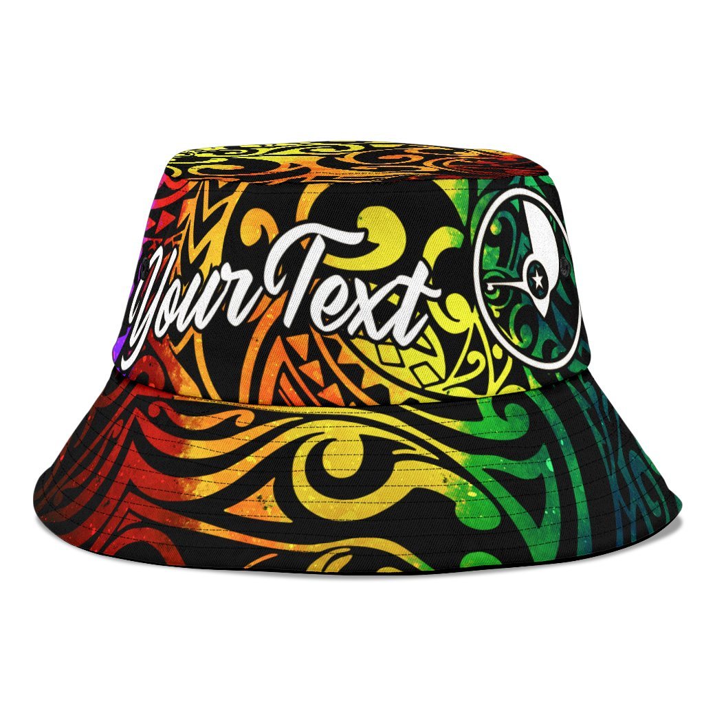 Yap Custom Personalised Bucket Hat - Rainbow Polynesian Pattern Unisex Universal Fit Reggae - Polynesian Pride