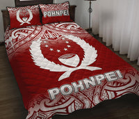 Pohnpei Quilt Bed Set - Pohnpei Flag Red Fog Style - Polynesian Pride
