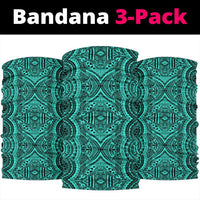 Polynesian Symmetry Turquoise Bandana 3 - Pack - Polynesian Pride