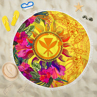 Polynesian Beach Blankets - Hawaii Kanaka Maoli & Hibiscus Flowers With Polynesian Patterns - Polynesian Pride