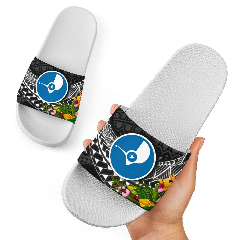 Yap State Slide Sandals - Seal Spiral Polynesian Patterns White - Polynesian Pride