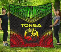 Tonga Premium Quilt - Tonga Coat Of Arms Polynesian Chief Reggae Version - Polynesian Pride