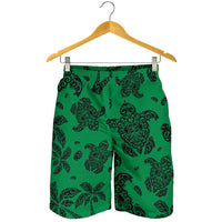 Polynesian Turtle Palm And Sea Pebbles Green Men's Short - Polynesian Pride