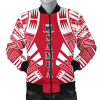 Samoa Men Bomber Jackets - Polynesian Tattoo Flag White - Polynesian Pride