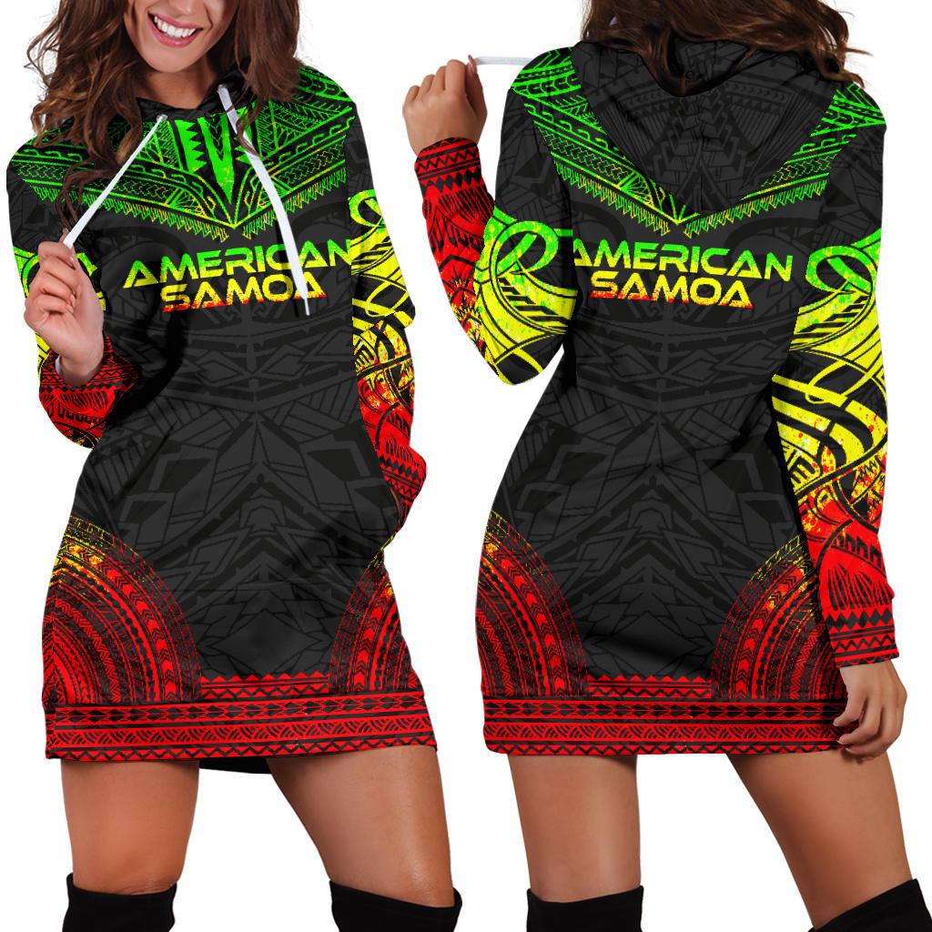 American Samoa Women's Hoodie Dress - Polynesian Reggae Chief Reggae - Polynesian Pride