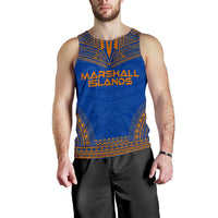 Marshall Islands Men's Tank Top - Polynesian Chief Flag Version Blue - Polynesian Pride