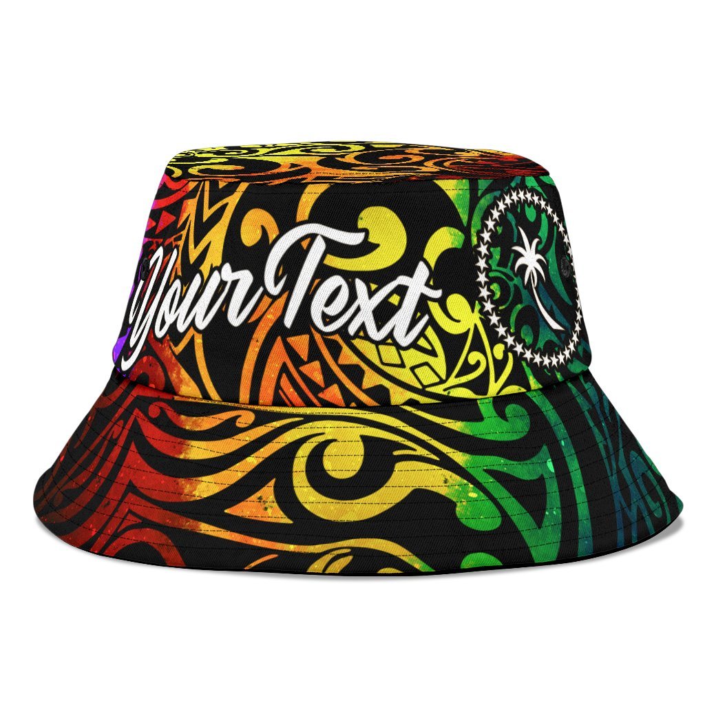 Chuuk Custom Personalised Bucket Hat - Rainbow Polynesian Pattern Unisex Universal Fit Reggae - Polynesian Pride