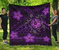 Hawaii Mix Polynesian Turtle Plumeria Premium Quilt - AH - Nick Style - Purple Purple - Polynesian Pride