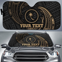 Polynesian Chuuk Custom Personalised Sun Shades - Gold Tribal Wave Auto Sun Shade Universal Fit Gold - Polynesian Pride