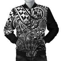 Tonga Polynesian Bomber Jacket (Men) - White Turtle Flowing White - Polynesian Pride