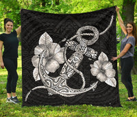 Anchor White Poly Tribal Premium Quilt White - Polynesian Pride