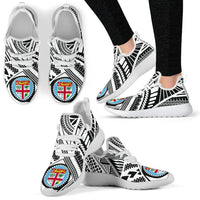 Fiji Polynesian Tattoo Mesh Knit Sneakers White Black White - Polynesian Pride