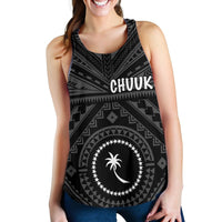 Chuuk Women's Racerback Tank - Chuuk Seal With Polynesian Tattoo Style ( Black) - Polynesian Pride