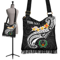 Pohnpei Custom Personalised Crossbody Boho Handbag - Pohnpei Seal Polynesian Patterns Plumeria (Black) - Polynesian Pride