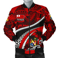 Tonga Polynesian Shark Tattoo Men'S Bomber Jacket Red - Polynesian Pride