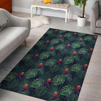 Tropical Monstera Leaf Green Rug White - Polynesian Pride