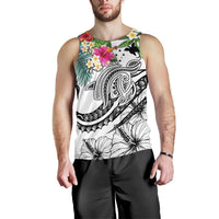 Papua New Guinea Polynesian Men's Tank Top - Summer Plumeria (White) - Polynesian Pride