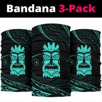 Hawaii Tiki Polynesian Bandana 3-Pack - Turquoise - Polynesian Pride
