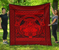 Hawaii Polynesian Pele Kanaka Premium Quilt Red Red - Polynesian Pride