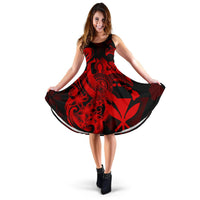 Polynesian Hawaii Midi Dress - Kanaka Maoli Red Turtle - Polynesian Pride