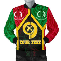 Polynesian Vanuatu Custom Personalised Men's Bomber Jacket - Vanuatu Flag and Coat Of Arms Reggae - Polynesian Pride