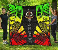 Vanuatu Premium Quilt - Vanuatu Coat Of Arms Polynesian Reggae Tattoo - Polynesian Pride