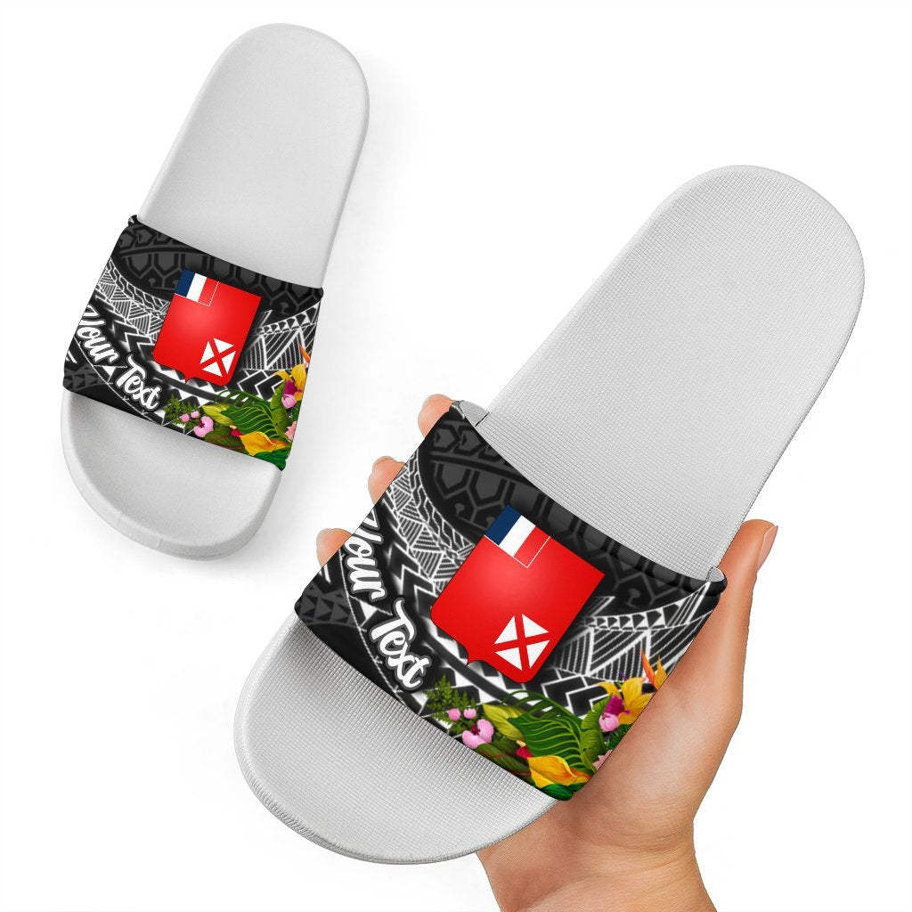 Wallis and Futuna Slide Sandals - Custom Personalised Seal Spiral Polynesian Patterns White - Polynesian Pride