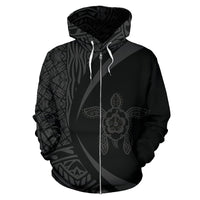 Hawaii Turtle Polynesian Zip up Hoodie Circle Style Gray Color - Polynesian Pride