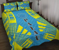 Palau Quilt Bed Set - Palau Seal & Polynesian Yellow Tattoo Style - Polynesian Pride
