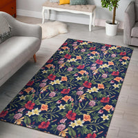 Tropical Hibiscus Red And Plumeria White Rug Red - Polynesian Pride