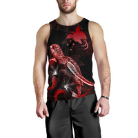 Papua New Guinea Men Tank Top - Turtle With Blooming Hibiscus Red - Polynesian Pride