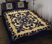 Hawaii Quilt Bed Set Royal Pattern - Indigo - Polynesian Pride
