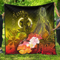 Vanuatu Custom Personalised Premium Quilt - Humpback Whale with Tropical Flowers (Yellow) Yellow - Polynesian Pride