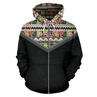 Hawaii Vintage Pattern Zip up Hoodie Mix - Polynesian Pride