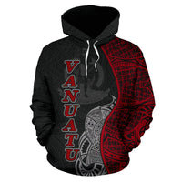 Vanuatu Polynesian Hoodie Coconut Tree Red - Polynesian Pride