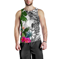 Marshall Islands Men's Tank Top White - Turtle Plumeria Banana Leaf - Polynesian Pride