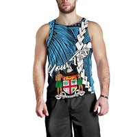 Fiji Polynesian Custom Personalised Men's Tank Top - Tribal Wave Tattoo Flag Style - Polynesian Pride