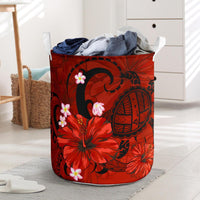 Hibiscus Plumeria Polynesian Turtle Hawaii Laundry Basket Red AH Laundry Basket - 1 One Size Red - Polynesian Pride