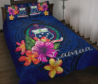 Samoa Polynesian Quilt Bed Set - Floral With Seal Blue Blue - Polynesian Pride