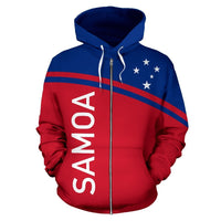 Samoa All Over Zip up Hoodie Polynesian Curve Version - Polynesian Pride