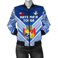 Mate Ma'a Tonga Rugby Women's Bomber Jacket Polynesian Creative Style - Blue Blue - Polynesian Pride