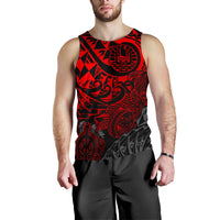 Tahiti Polynesian Men Tank Top - Red Turtle Hibiscus Flowing - Polynesian Pride