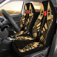 Wallis And Futuna Car Seat Covers - Wallis And Futuna Coat Of Arms Polynesian Tattoo Gold Universal Fit Gold - Polynesian Pride