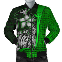 Polynesian Hawaii Men Bomber Jacket Green - Turtle with Hook - Polynesian Pride
