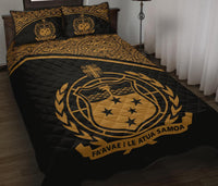 Samoa Quilt Bed Set - Samoa Coat Of Arms Yellow Curve Version - Polynesian Pride