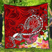 Hawaii Premium Quilt - Turtle Plumeria Polynesian Tattoo Red Color Red - Polynesian Pride