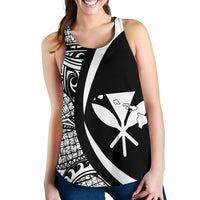 Kanaka Hawaii Map White Polynesian Women's Racerback Tank - Polynesian Pride