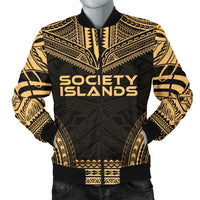Society Islands Polynesian Chief Men's Bomber Jacket - Gold Version Gold - Polynesian Pride